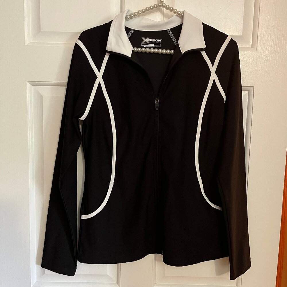 Xersion Ladies Black Fitted Long Sleeve Full Zip Athletic Jacket Size S